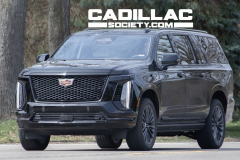 2025-Cadillac-Escalade-ESV-Sport-Black-Raven-GBA-Prototype-Spy-Shots-Undisguised-April-2024-Exterior-003-side-front-three-quarters
