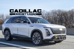 2026-Cadillac-Vistiq-Prototype-Spy-Shots-No-Camouflage-February-2024-Exterior-010-front-three-quarters-grille-DRL-daytime-running-lights