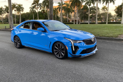 2022-Cadillac-CT4-V-Blackwing-GMA-Garage-Electric-Blue-Exterior-004-side-front-three-quarters