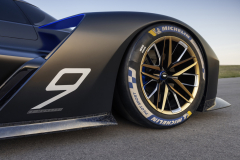 Cadillac-Project-GTP-Hypercar-Press-Photos-Exterior-018-front-quarter-panel-detail-front-wheel-and-tire-Number-9-Le-Monstre-script