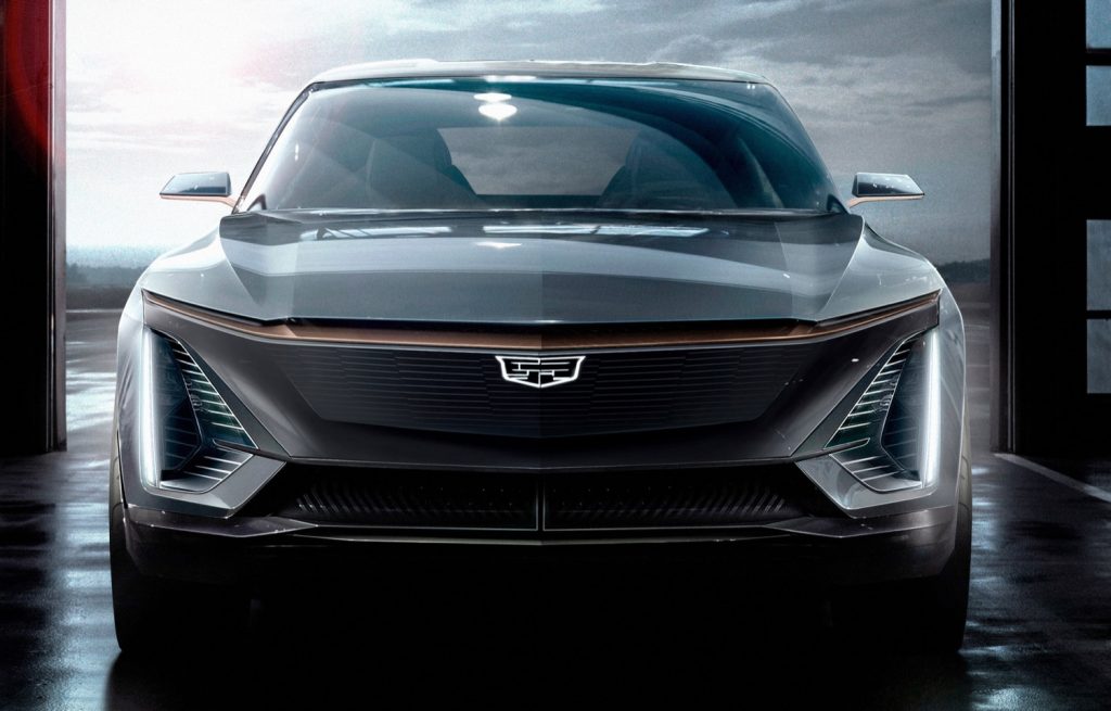 A concept car that previews the upcoming Cadillac Lyriq EV