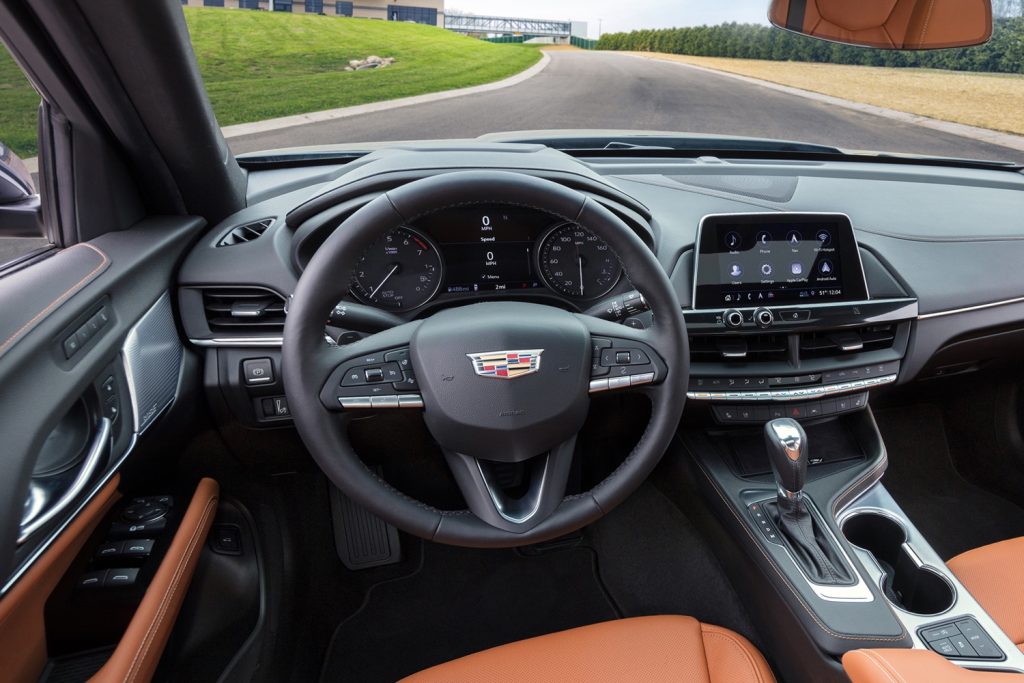 2020 Cadillac CT4 with 8-speed automatic shifter feature infotainment controls mounted on the center stack (below the screen).