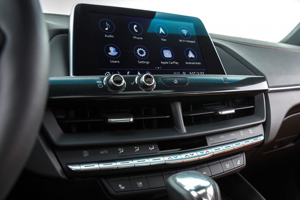2020 Cadillac CT4 with 8-speed automatic shifter feature infotainment controls mounted on the center stack (below the screen).