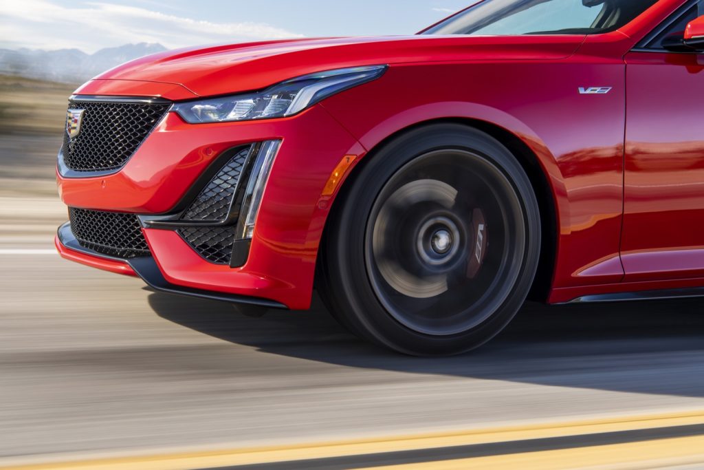 Brembo brakes with red-painted front calipers and V-Series branding on 2020 CT5-V will remain for 2021 model year. The V-Series caliper branding will also be applied to 2021 CT5 Sport equipped with the now-optional Brembo brakes.