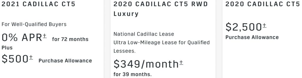 Cadillac CT5 Deal November 2020