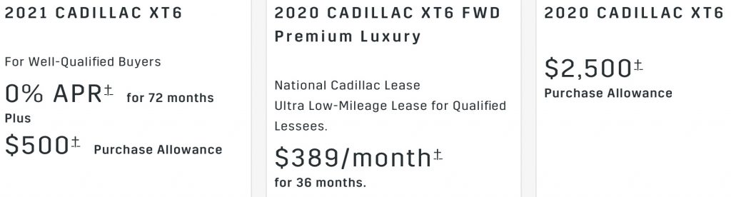 Cadillac XT6 Incentive November 2020
