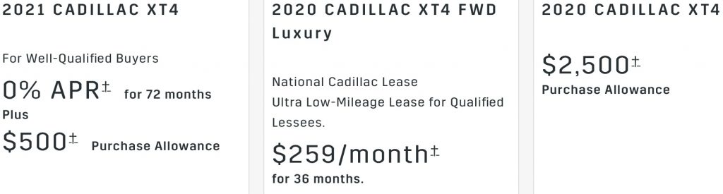 Cadillac XT4 offer