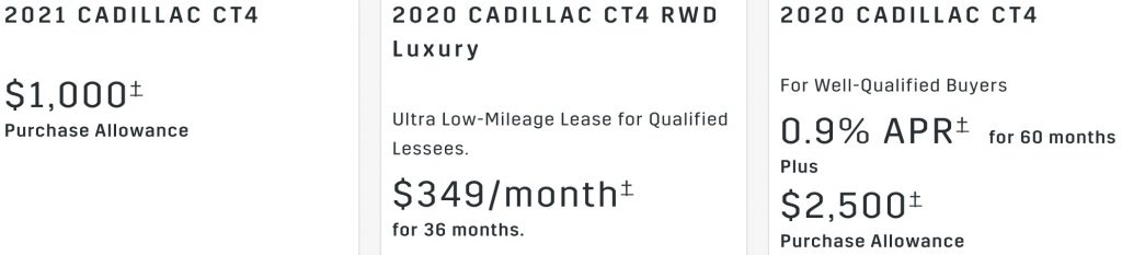 Cadillac CT4 Rebate Offers 2 500 Off In January 2021