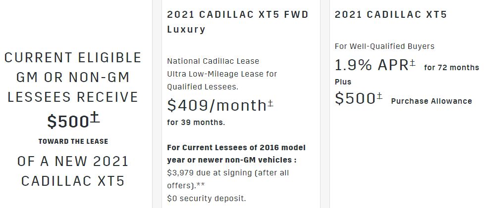 Cadillac XT5 discount July 2021