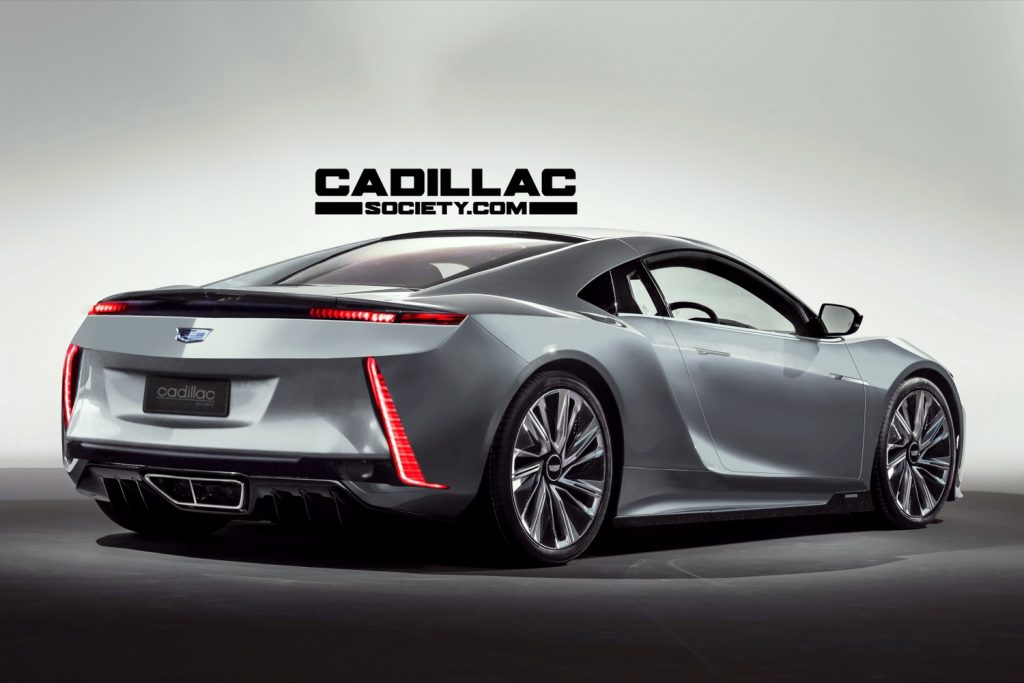 A Cadillac Society rendering of a mid-engine Cadillac supercar.