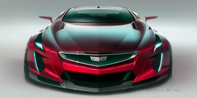 Futuristic Cadillac Sports Car Sketch Looks Wide And Mean