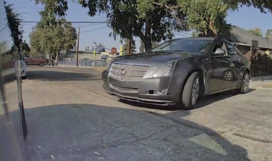 Cadillac CTS Tries Drifting, Hits Tesla Model Y, Proceeds To Leave: Video