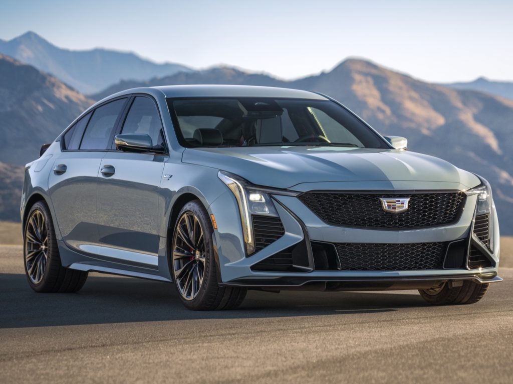 Front three quarters view of the 2025 Cadillac CT5-V Blackwing.