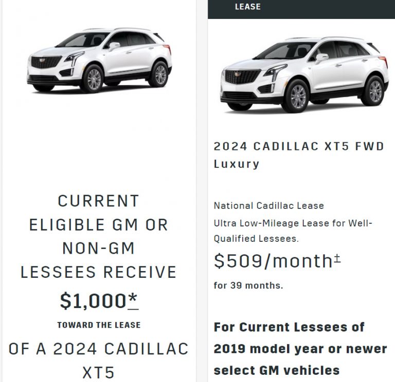 Cadillac XT5 Discount Offers $1,000 Off Lease In March 2024