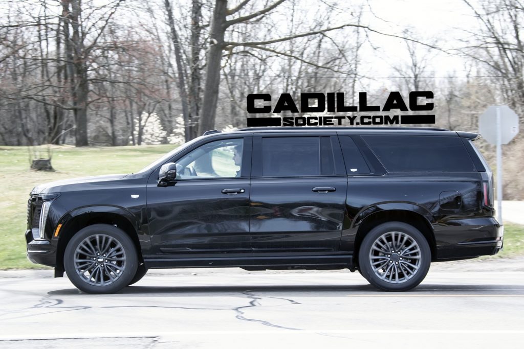 A side profile photo of the 2025 Cadillac Escalade ESV Sport in April 2024.