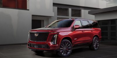 A photo of the 2025 Cadillac Escalade-V front angle