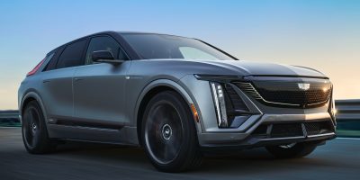 A moving shot of the 2026 Cadillac Lyriq-V - Official Photos by Cadillac