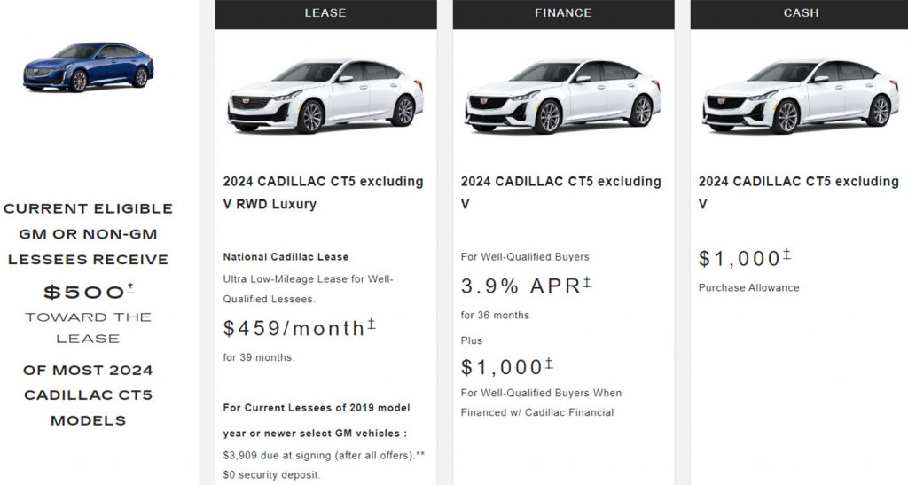 Image depicting available Cadillac CT5 discount offers for October 2024.